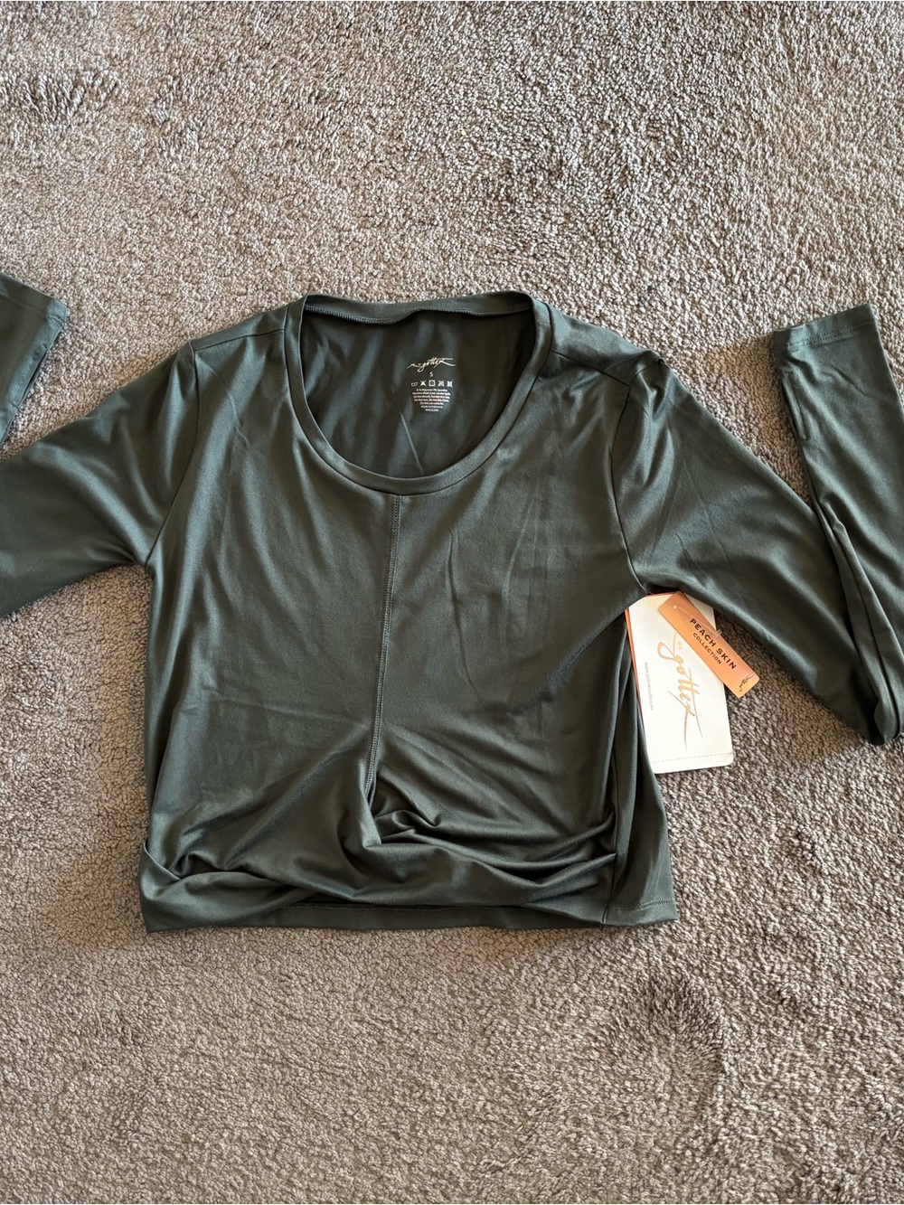 Gottex Studio Dark Olive Long Sleeve Cropped Tee